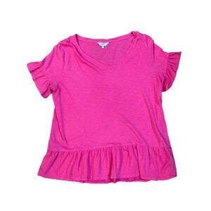 NWT‎ Crown & Ivy shirt Pink Sz med  Ruffle Sleeve Fairycore Cottagecore feminine